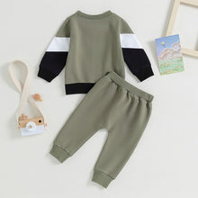 Load image into Gallery viewer, Baby Toddler Boys 2Pcs Casual Pants Sets Long Sleeve Contrast Color Block Top and Pants Outfit
