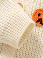 Baby Toddler Boys Girls Knit Cardigan Cute Halloween Pumpkin Embroidery Fall V Neck Long Sleeve Button Up Sweater Top