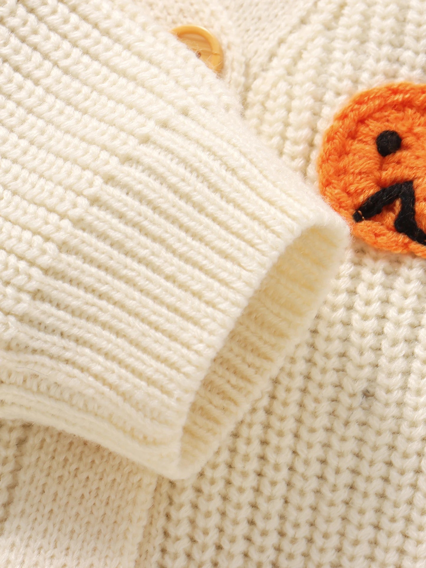 Baby Toddler Boys Girls Knit Cardigan Cute Halloween Pumpkin Embroidery Fall V Neck Long Sleeve Button Up Sweater Top