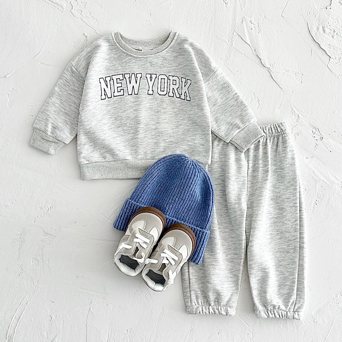 Baby Toddler Boys Girls 2Pcs New York Letter Long Sleeve Pullover Crewneck Top + Pants Jogger Set Outfit