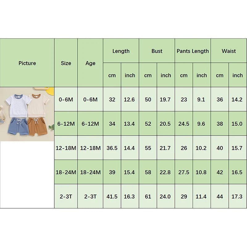 Baby Toddler Boys 2Pcs Summer Outfit Patchwork Round Neck Short Sleeve Top Elastic Waist Shorts Clothes Set