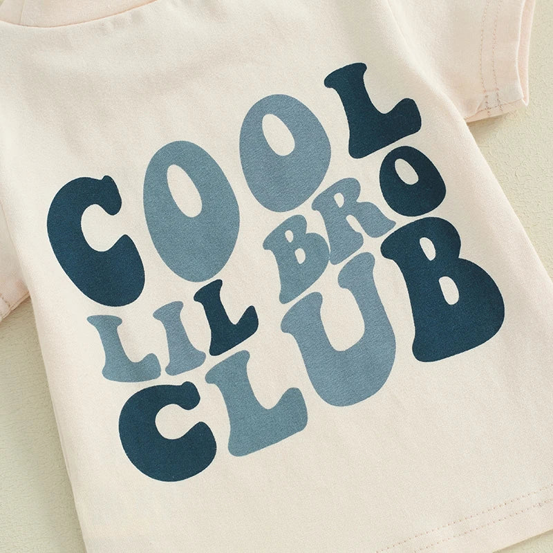 Baby Toddler Boys 2Pcs Big Brother Little Brother Matching Outfits Cool Lil Bro Big Bro Club Letters Print Sunglasses Short Sleeve Top Shorts Set