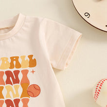 Load image into Gallery viewer, Baby Boys Girls Softball Mini Letter Baseball Print Romper Short Sleeve Round Neck Jumpsuit
