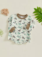 Baby Girls Boys Fall Romper Duck Print Long Sleeve Round Neck Bubble Jumpsuit