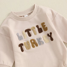 Load image into Gallery viewer, Baby Girls Boys Little Turkey Romper Long Sleeve Crew Neck Embroidery Letters Fall Bodysuit Thanksgiving Bodysuit
