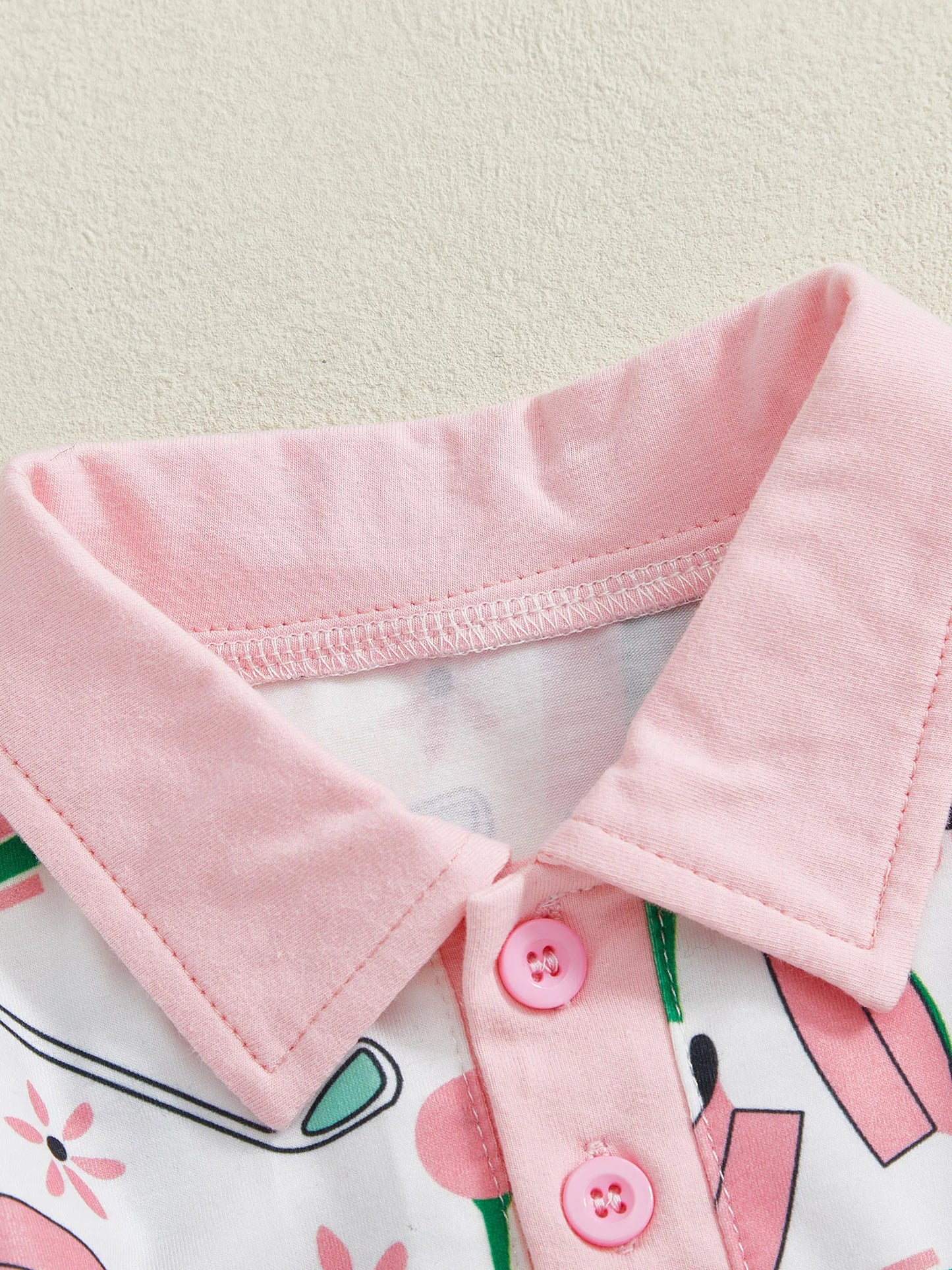 Baby Toddler Girl Golf Print Dress Lapel Button Front Long Sleeves A Line Dress