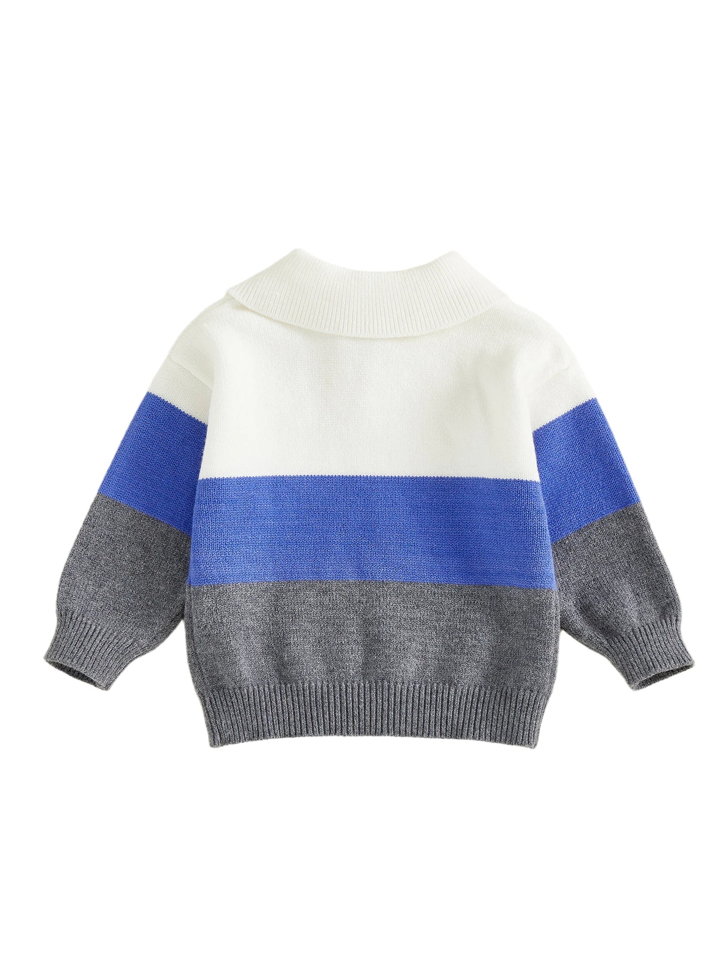 Baby Toddler Boy Sweater Lapel Collar Long Sleeve Patchwork Upper Button Down Pullover Warm Knit Tops
