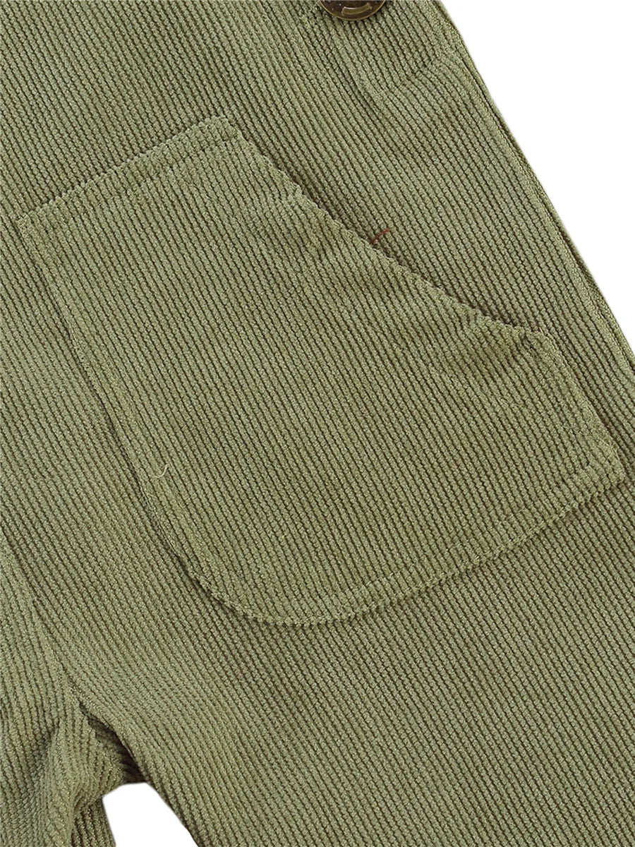 Baby Toddler Boys Girls Suspender Pants Jumpsuit With Buttons Fit Solid Color Overalls Romper