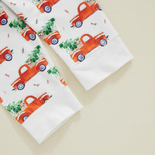 Load image into Gallery viewer, Baby Boy Girl 3Pcs My First Christmas Outfit Letter Long Sleeve Romper Elastic Waist Tree Truck Print Pants Hat Set
