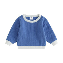 Load image into Gallery viewer, Baby Toddler Girls Boys Autumn Knit Sweater Long Sleeve Crewneck Contrast Color Knitwear Pullover Tops
