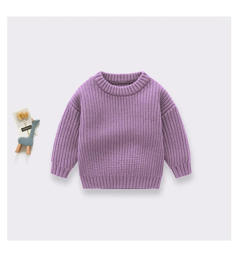 Baby Toddler Kid Boys Girls Sweater Winter Clothes Warm Thick Knit Pullover Top Infant Long Sleeve Basic Knitwear