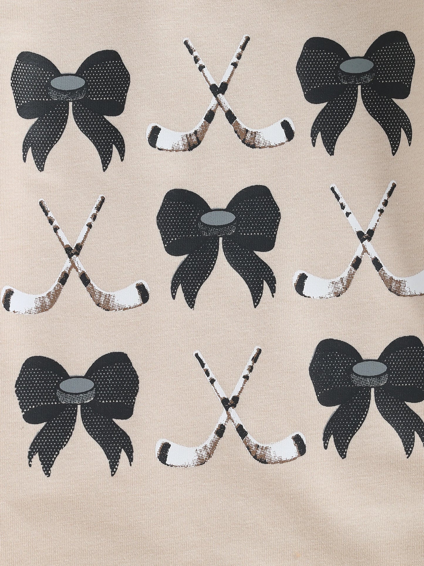 Baby Girls Fall Romper Bow Hockey / Game Day Letter Print Long Sleeve Round Neck Bubble Jumpsuit