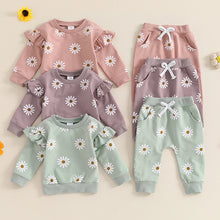 Load image into Gallery viewer, Baby Toddler Girls 2Pcs Fall Outfit Daisy Flower Print Long Sleeve Top with Elastic Waist Pants Set
