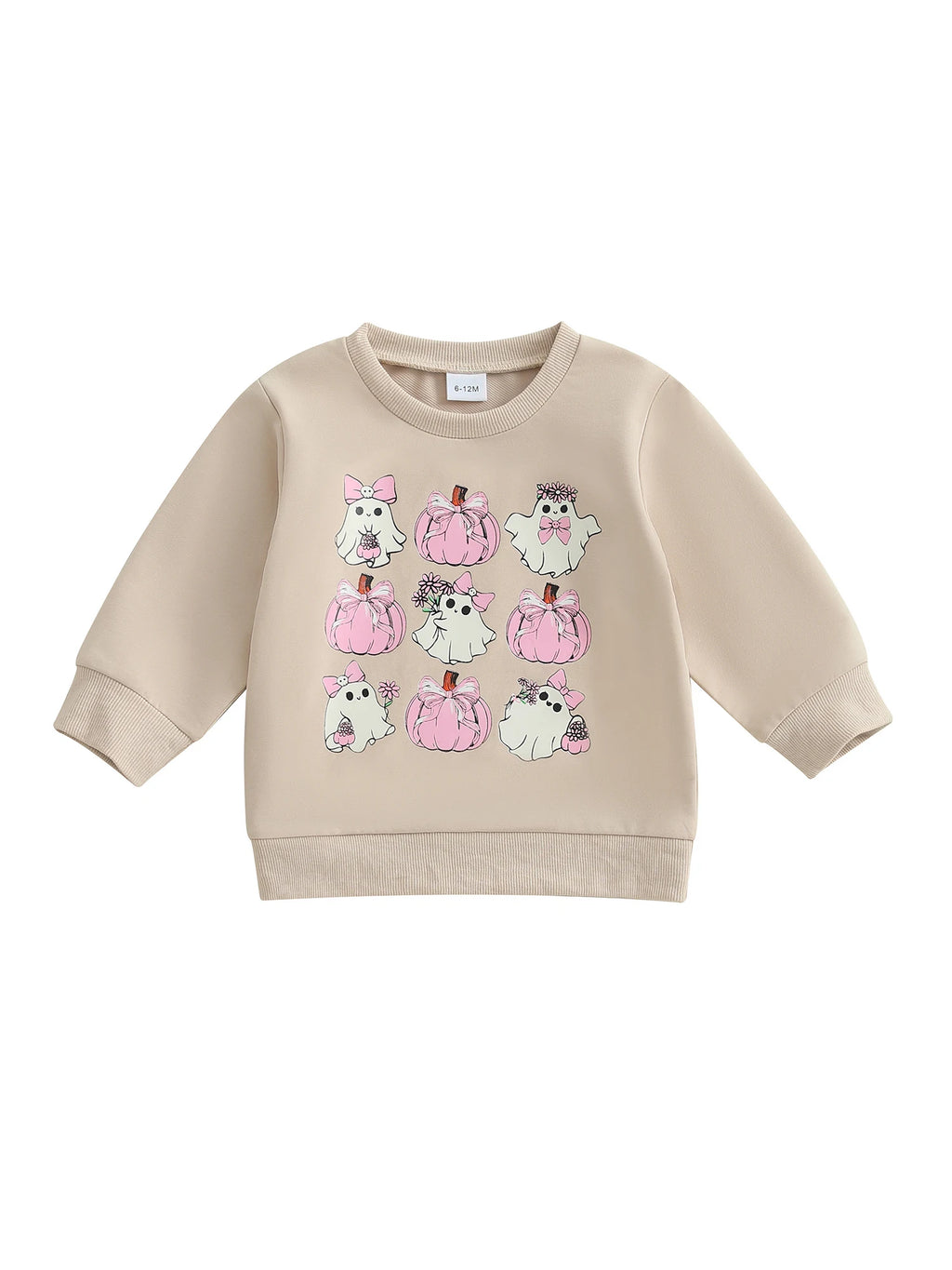Baby Toddler Girls Boys Halloween Ghost Pumpkin Print Stylish Loose Fit Casual O-Neck Long Sleeve Pullover Top