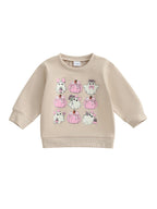Baby Toddler Girls Boys Halloween Ghost Pumpkin Print Stylish Loose Fit Casual O-Neck Long Sleeve Pullover Top