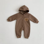 Teddy Bear Patch Hoodie Jumpsuit Romper