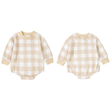 Load image into Gallery viewer, Baby Girls Boys Sweatshirts Rompers Plaid Checker Long Sleeve Toddler Fall Bodysuits Jumpsuits
