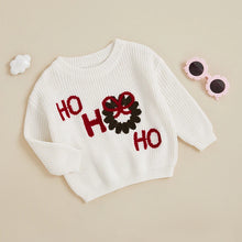 Load image into Gallery viewer, Baby Toddler Boys Gils Christmas Sweater Ho Ho Ho Long Sleeve Round Neck Santa / Wreath Pattern Knit Pullover Top
