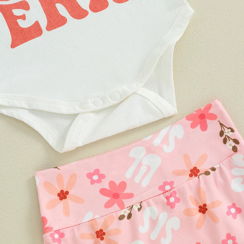 Toddler Baby Girl 3Pcs In My Lil Sis Era Spring Summer Outfits Short Sleeve Letter Romper Flower Pattern Shorts Headband Set