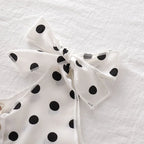 Polka Dot Tie Shoulder Romper