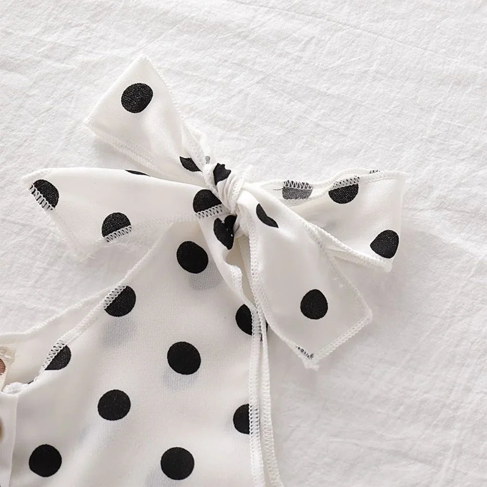 Polka Dot Tie Shoulder Romper