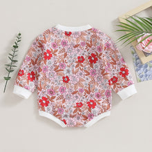 Load image into Gallery viewer, Baby Girls Romper Long Sleeve Crew Neck Flower Print Jumpsuit Clothes
