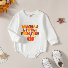 Load image into Gallery viewer, Baby Boy Girl Fall Halloween Jumpsuit Pumpkin Mamas Little Pumpkin Print Long Sleeve Round Neck Romper
