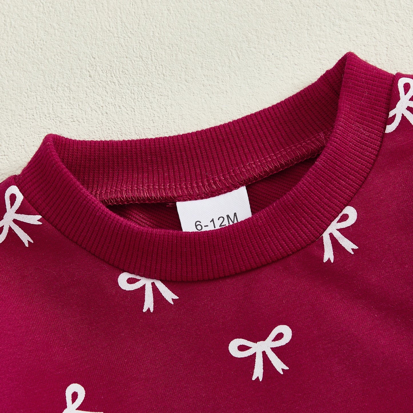 Baby Toddler Girl 2Pcs Fall Outfits Bow Print Long Sleeve Round Neck Pullover + Elastic Waist Long Pants 2Pcs Jogger Set