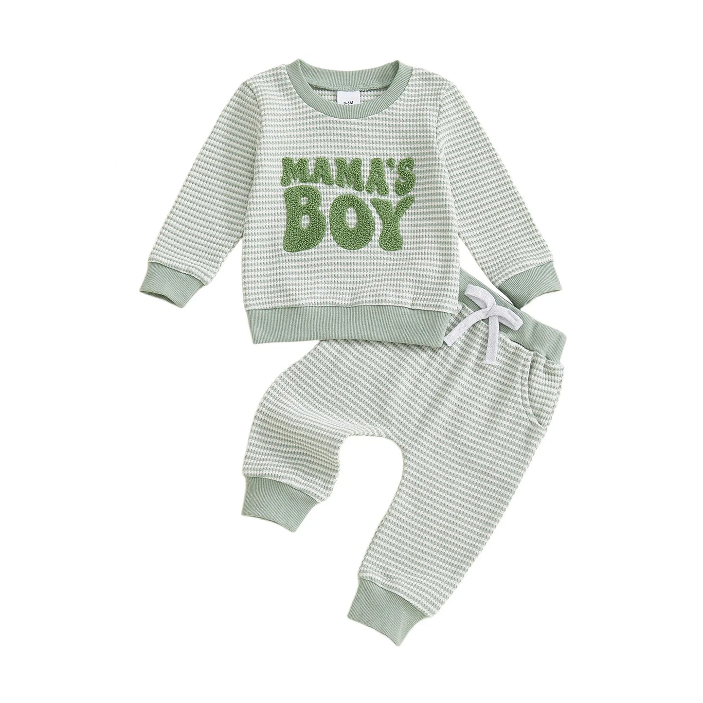 Baby Toddler Boys 2Pcs Fall Striped Outfit Letter Embroidery Long Sleeve Top and Elastic Pants Jogger Set