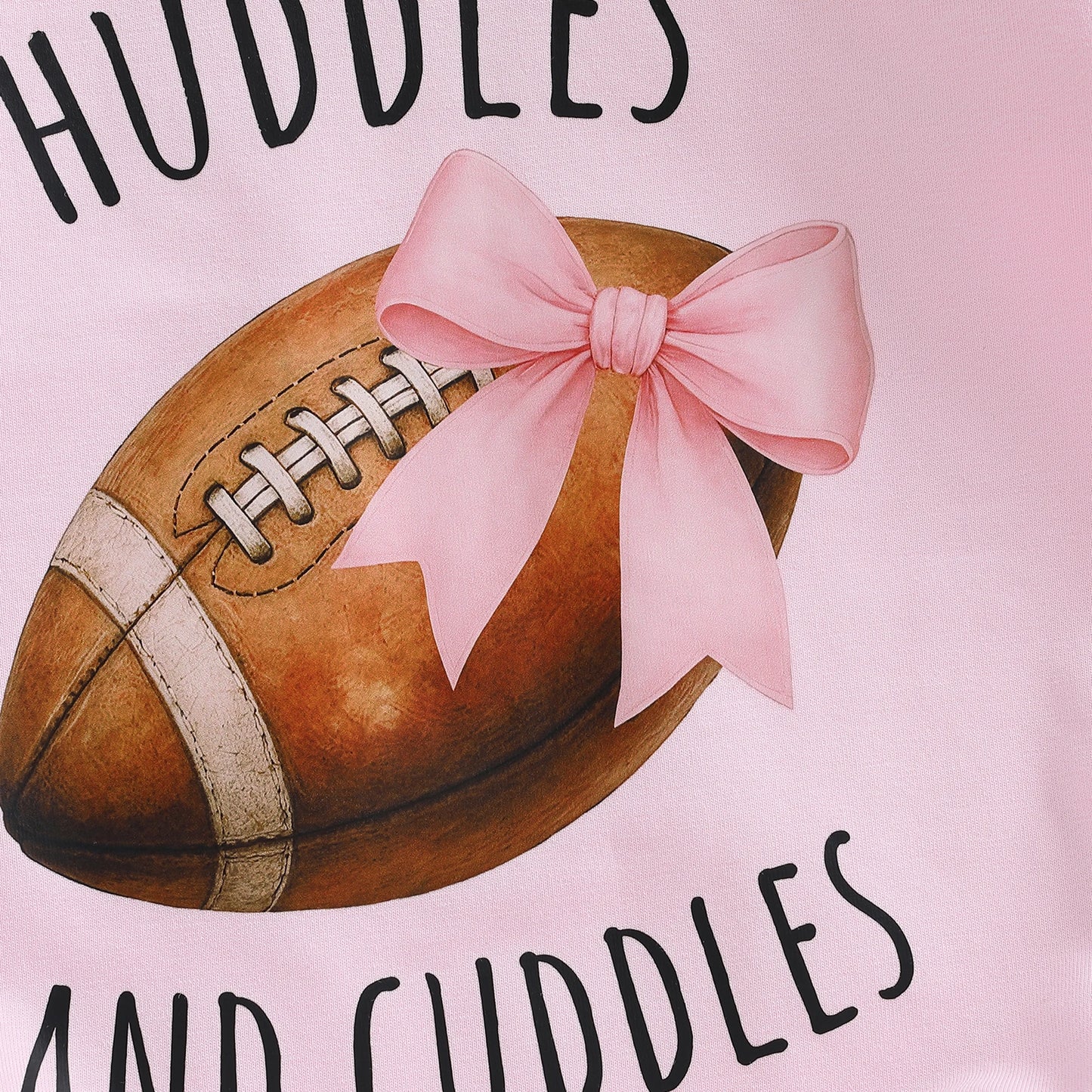 Baby Girl Huddles and Cuddles Bubble Romper Long Sleeve Crew Neck Bow Football Print Bodysuit Clothes