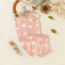 Load image into Gallery viewer, Baby Toddler Girls 2Pcs Summer Outfit Sets Tank Top Knit Floral Drawstring Shorts
