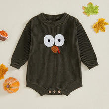 Load image into Gallery viewer, Baby Toddler Girls Boys Thanksgiving Knit Romper Turkey Embroidery Long Sleeves Round Neck Sweater Jumpsuit
