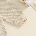 Baby Toddler Girls 2Pcs Set Mama's Mini Letter Embroidered Long Sleeve Ruffled Top Elastic Waist Pockets Long Pants Outfit