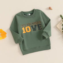 Load image into Gallery viewer, Toddler Kids Boys All You Need Is 10VE Love Long Sleeve Crew Neck Letters Print Pullover Top
