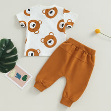 Load image into Gallery viewer, Toddler Baby Boy 2Pcs Outfits Short Sleeve Bear Print Tops Solid Pants Set Clothes
