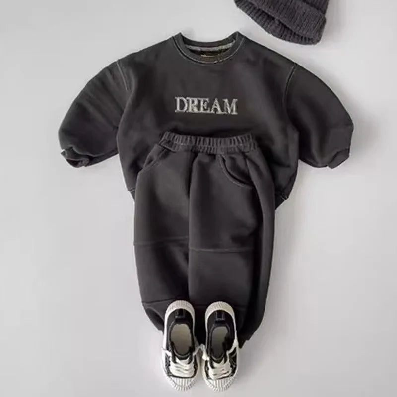 Baby Toddler Boys Girls 2Pcs Dream Casual Long Sleeve Top + Pants Jogger Suit Set Letter Print Outfit