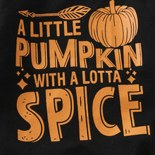 Load image into Gallery viewer, Baby Toddler Boys 2Pcs A Little Pumpkin With A Lotta Spice Halloween Outfit Pumpkin Letter Print Long Sleeve Pullover Top with Elastic Waist Pants Set
