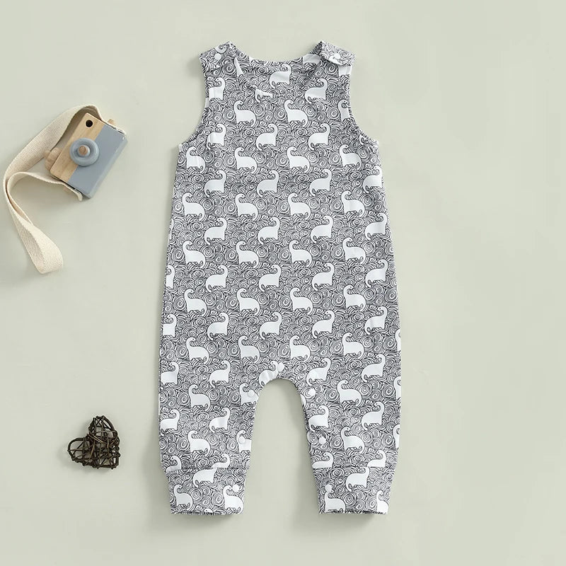 Baby Toddler Boys Romper Summer Sleeveless Tank Round Neck Graphic Print Jumpsuit Playsuit