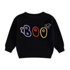 Baby Toddler Girls Boys Sweater Halloween Clothes Letter Boo Ghost Embroidery Long Sleeve Pullover Fall Top