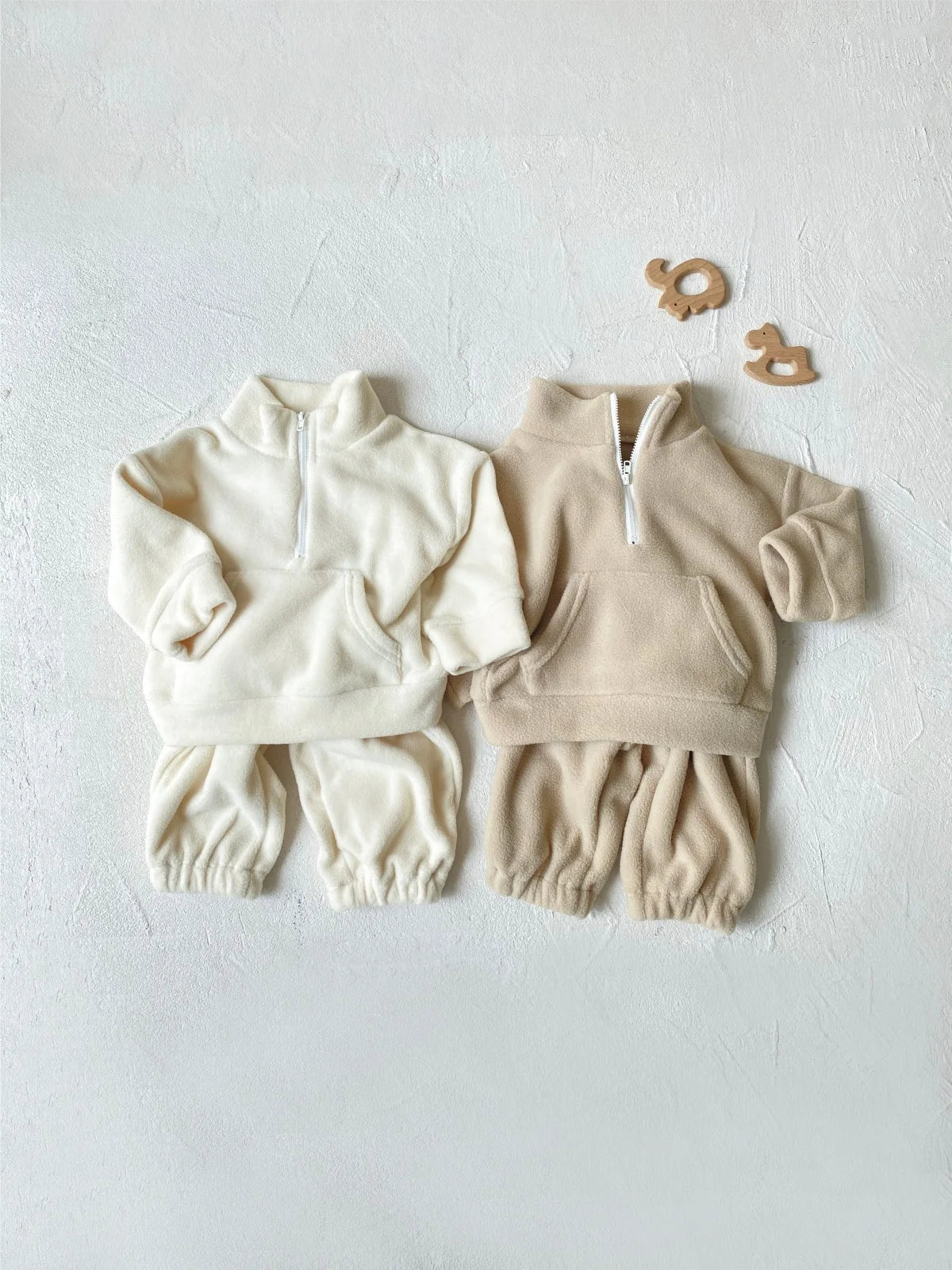 Toddler Kid Boy Girl 2Pcs Winter Clothes Set Fleece Warm Pullover Top Pant Thick Two Piece Jogger Set Loose Outfit