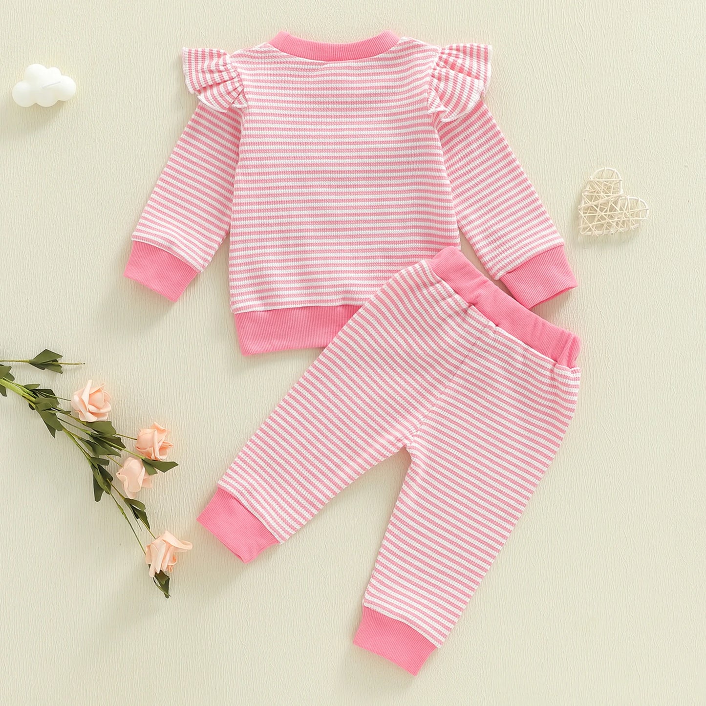 Baby Toddler Girl 2Pcs Auntie's Little Bestie Outfits Long Sleeve Letter Top Elastic Waist Pants Set Clothes