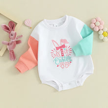 Load image into Gallery viewer, Baby Toddler Boy Girl Easter Long Sleeve Bodysuit Oversized O-neck Jumpsuit Bunny Rainbow My First Easter / Happy Easter

