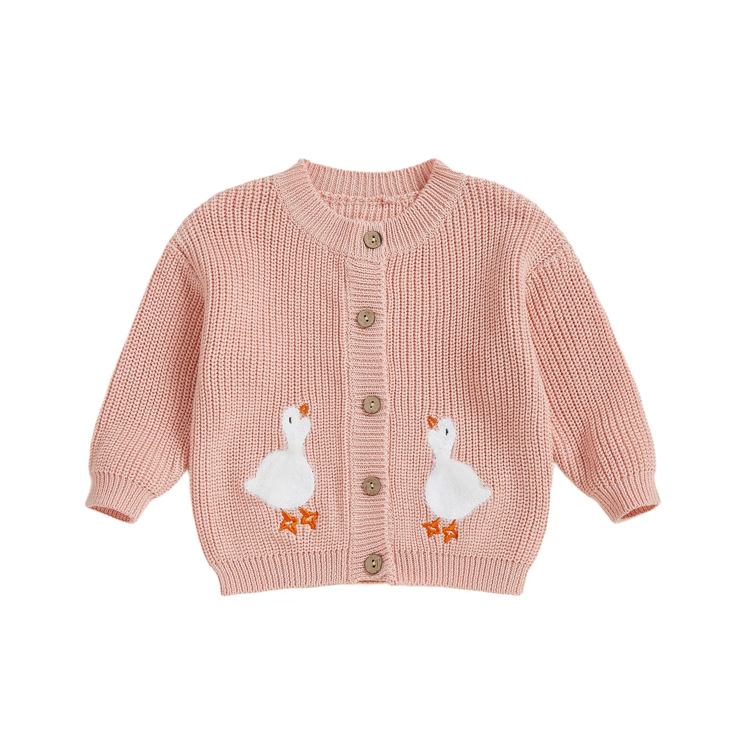 Baby Toddler Boys Girls Fall Knit Cardigan Long Sleeve Button Down Goose Embroidery Warm Winter Sweater Clothes
