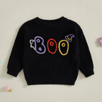 Baby Toddler Girls Boys Sweater Halloween Clothes Letter Boo Ghost Embroidery Long Sleeve Pullover Fall Top