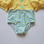 Girls Puff Sleeve 2 Pcs Swimsuit Set