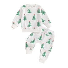 Load image into Gallery viewer, Baby Toddler Boys Girls 2Pcs Christmas Outfit Tree Print Waffle Long Sleeve Top and Long Pants Set
