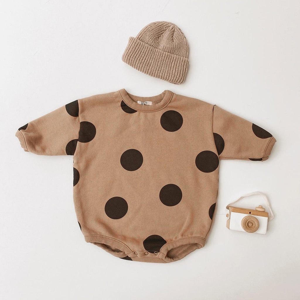 Long Sleeve Polka Dot Bodysuit Romper