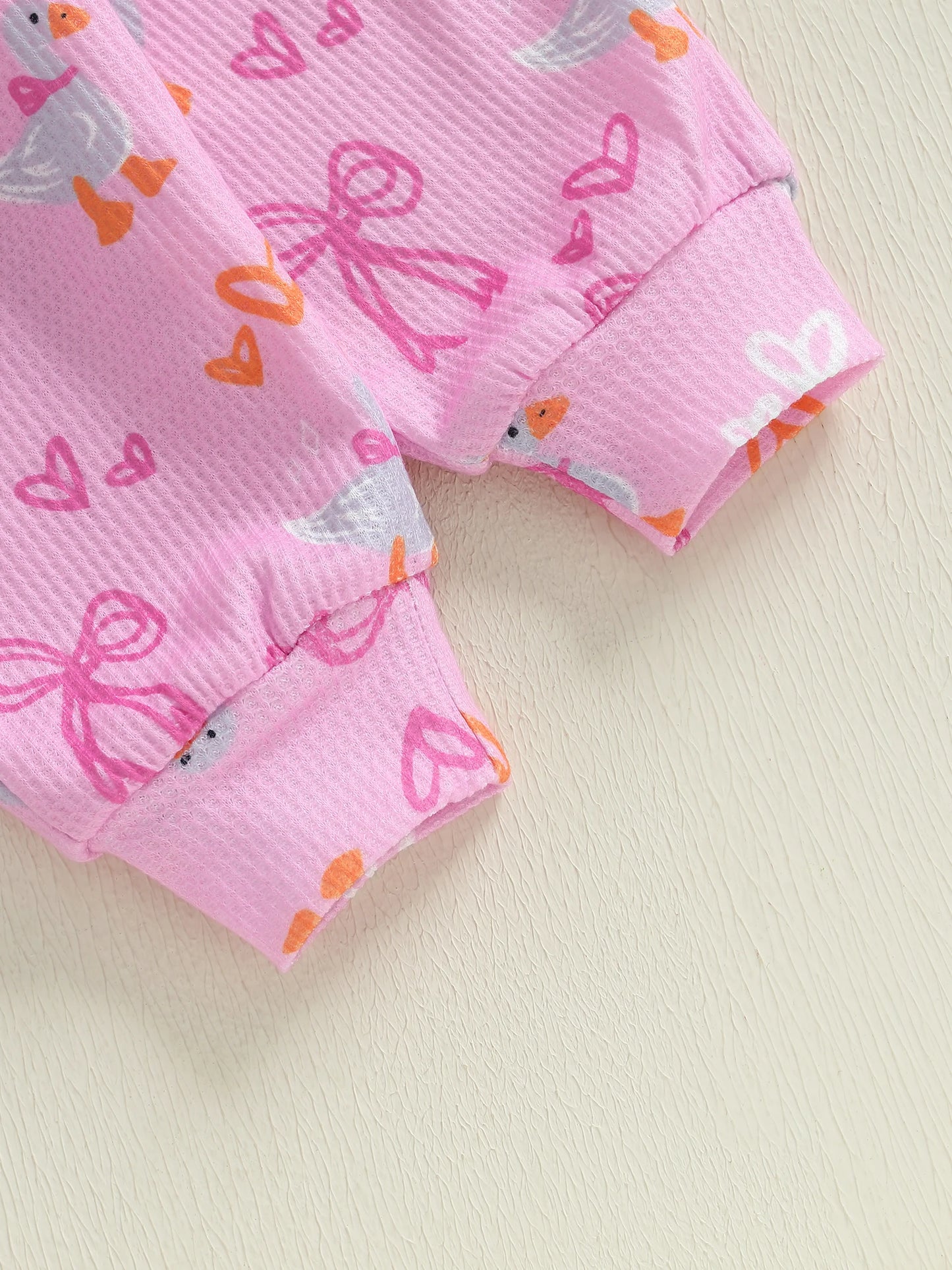 Baby Toddler Girls 2Pcs Fall Outfit Goose Bow Print Long Sleeve Round Neck Pullover Elastic Waist Pants Jogger Set