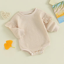 Load image into Gallery viewer, Baby Girl Clothes Ribbed Ruffle Sweater Romper Long Sleeve Crewneck Jumpsuit
