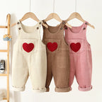 Corduroy Heart Print Jumpsuit Romper